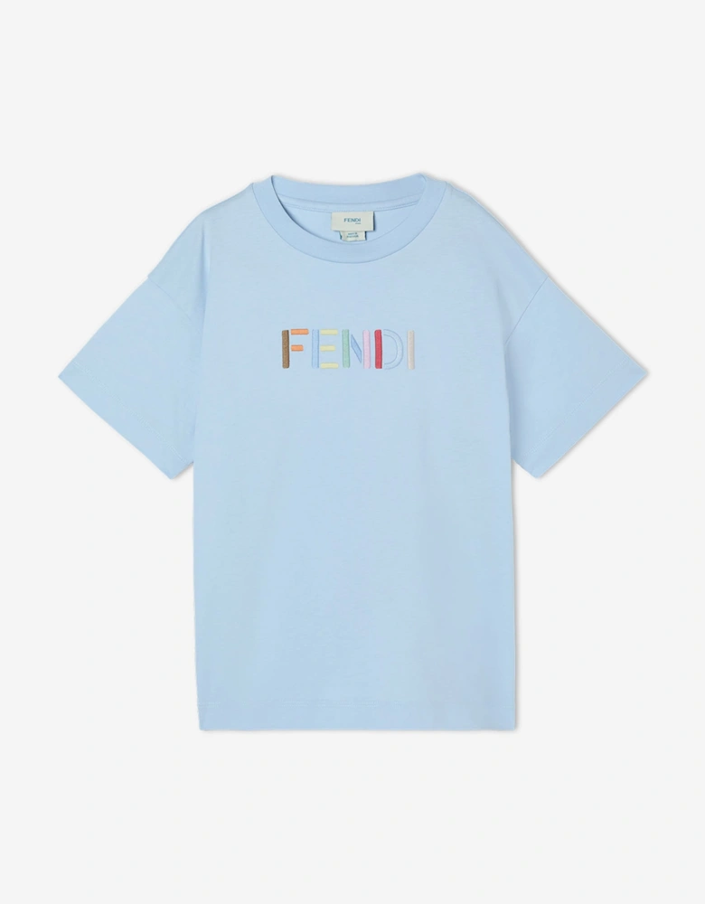 Fendi Boys Logo T-Shirt in Blue