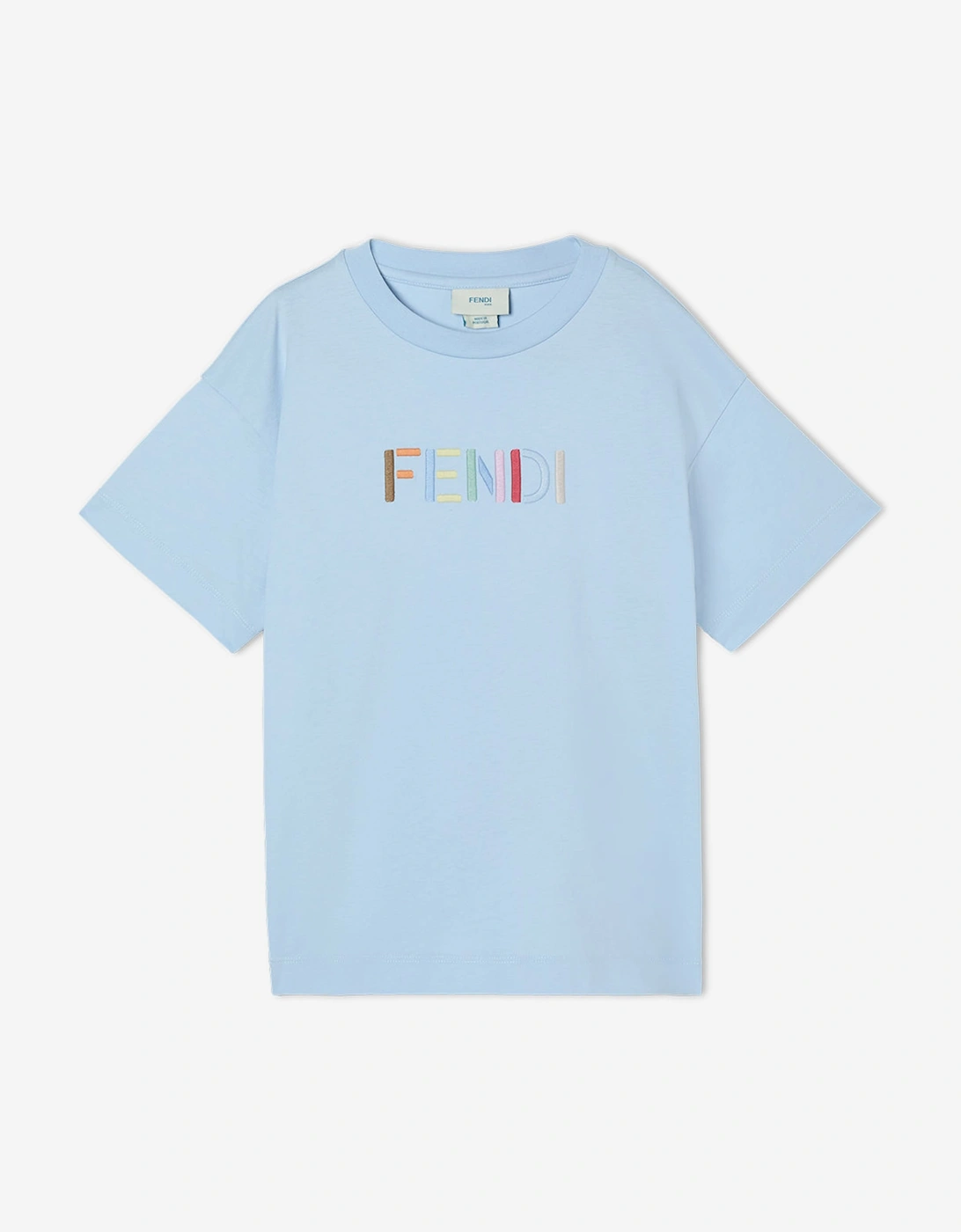 Fendi Boys Multi Logo T-Shirt  Blue - Size 4 Years Kids