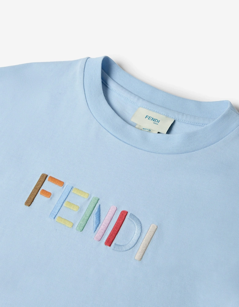 Fendi Boys Logo T-Shirt in Blue