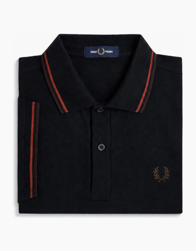 Fred Perry Twin Tipped Polo Shirt Navy/Brandy/Rich Brown