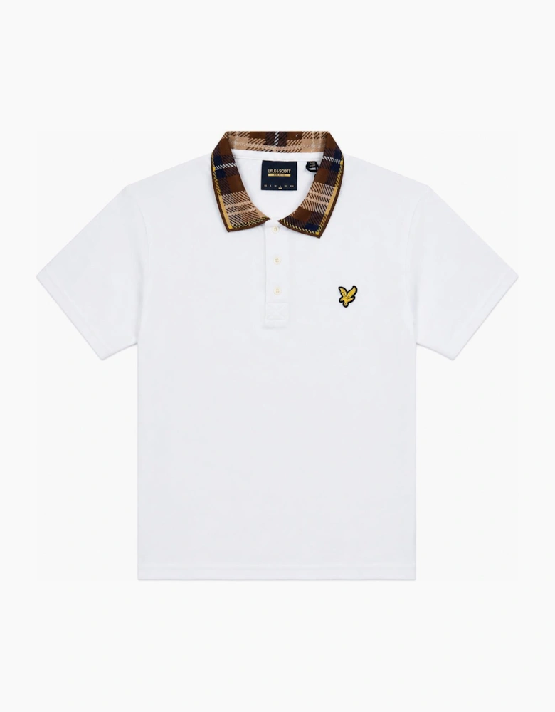 Lyle & Scott Tartan Collar Polo Shirt White/Brown