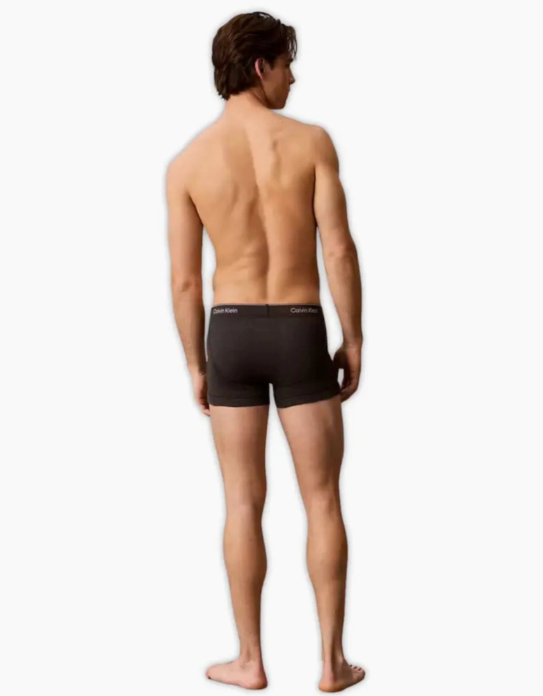 3-Pack Cotton Classics Striped Waist Boxer Trunks, Black/Purple/Charcoal