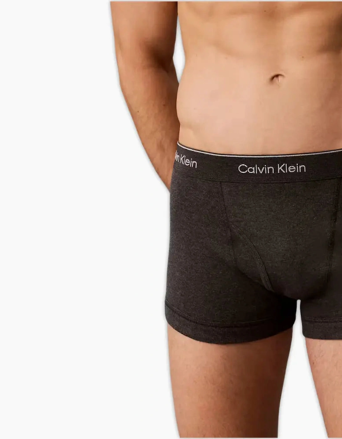 3-Pack Cotton Classics Striped Waist Boxer Trunks, Black/Purple/Charcoal