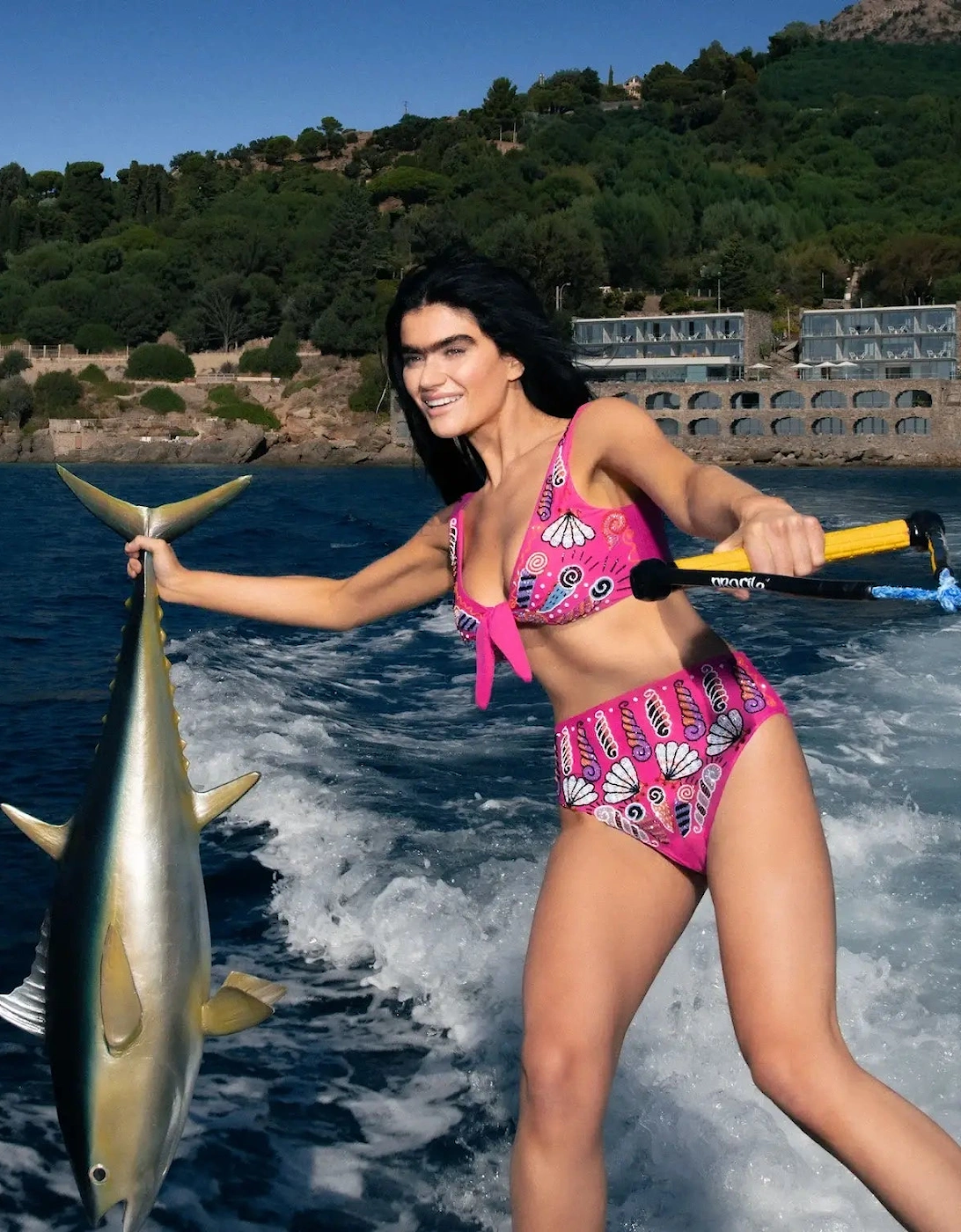 Oceanus x Zandra Rhodes Nebula Shell Bikini Bottom Fuchsia