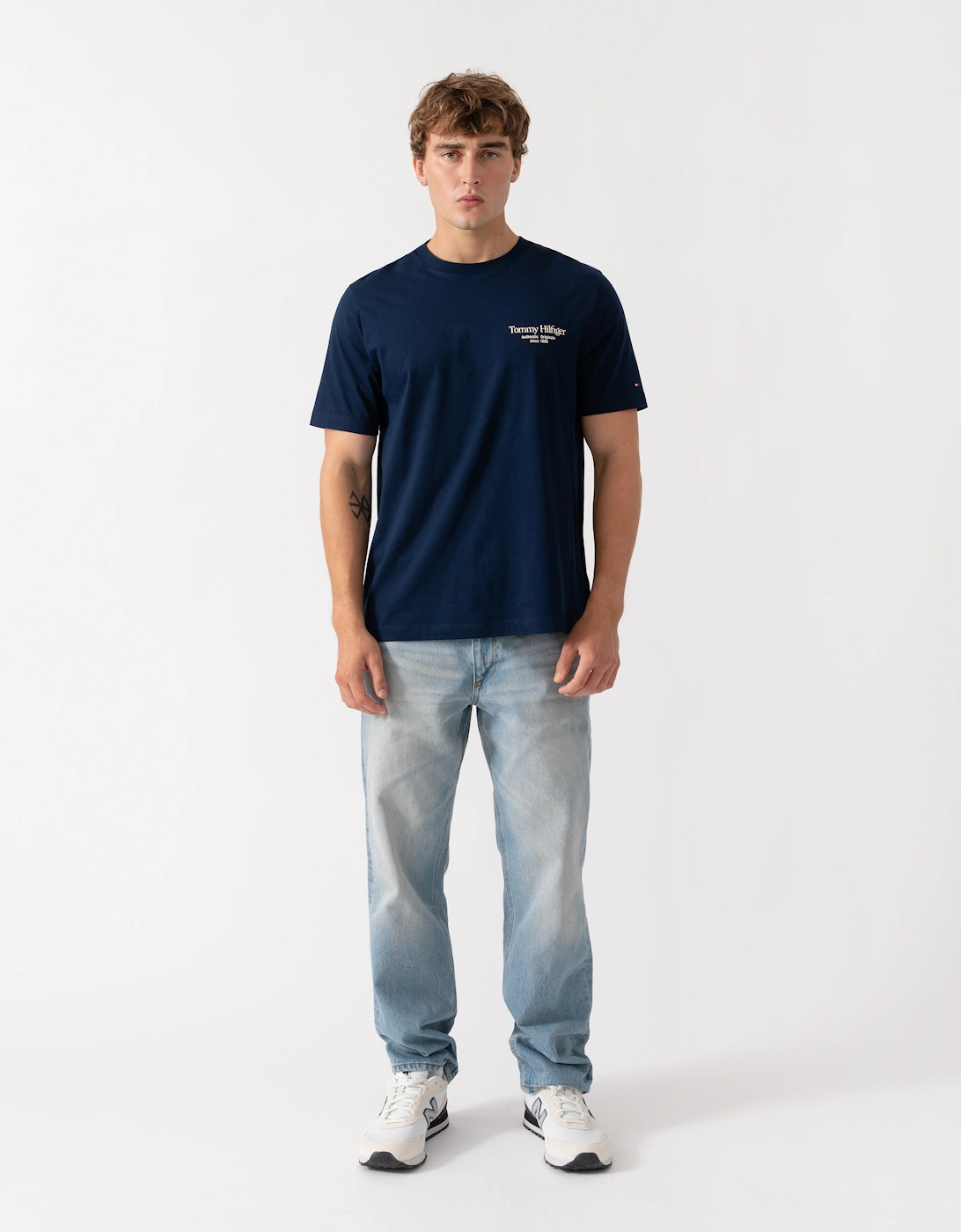 Tommy Hilfiger Mens Back Text Seasonal Graphic T-Shirt - Carbon Navy