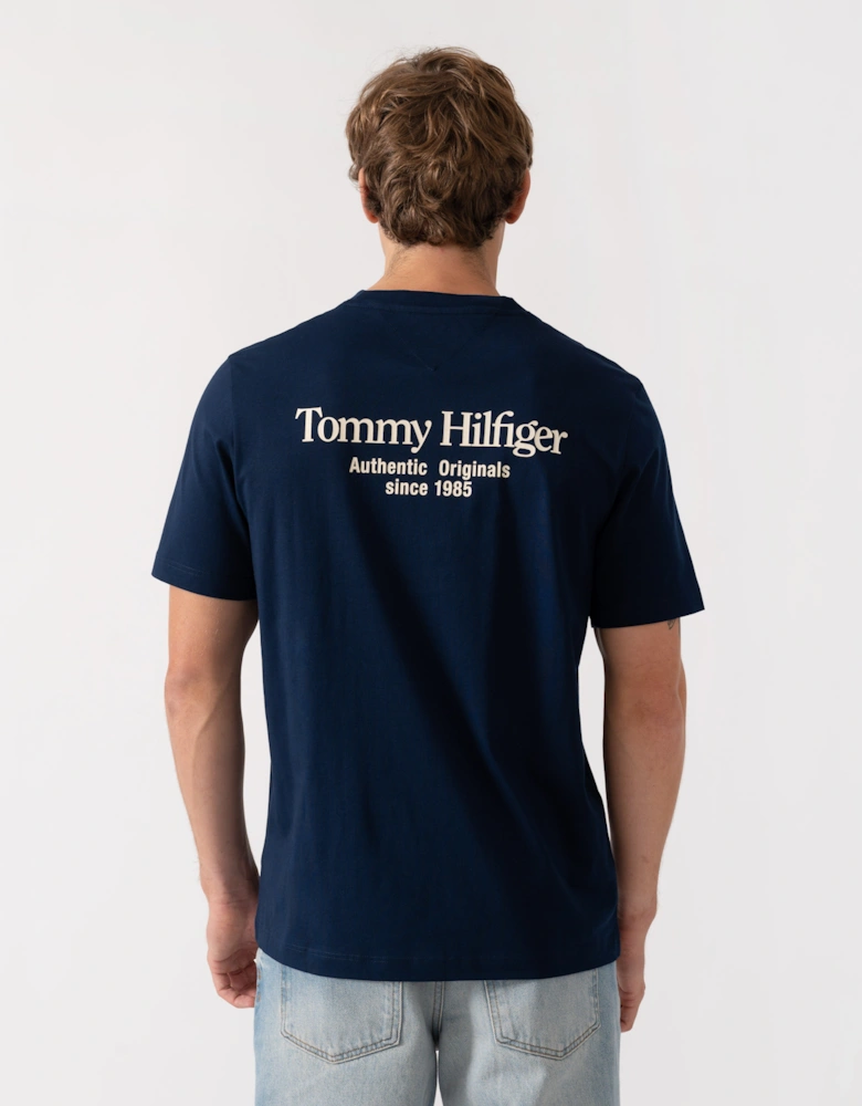 Tommy Hilfiger Mens Back Text Seasonal Graphic T-Shirt - Carbon Navy