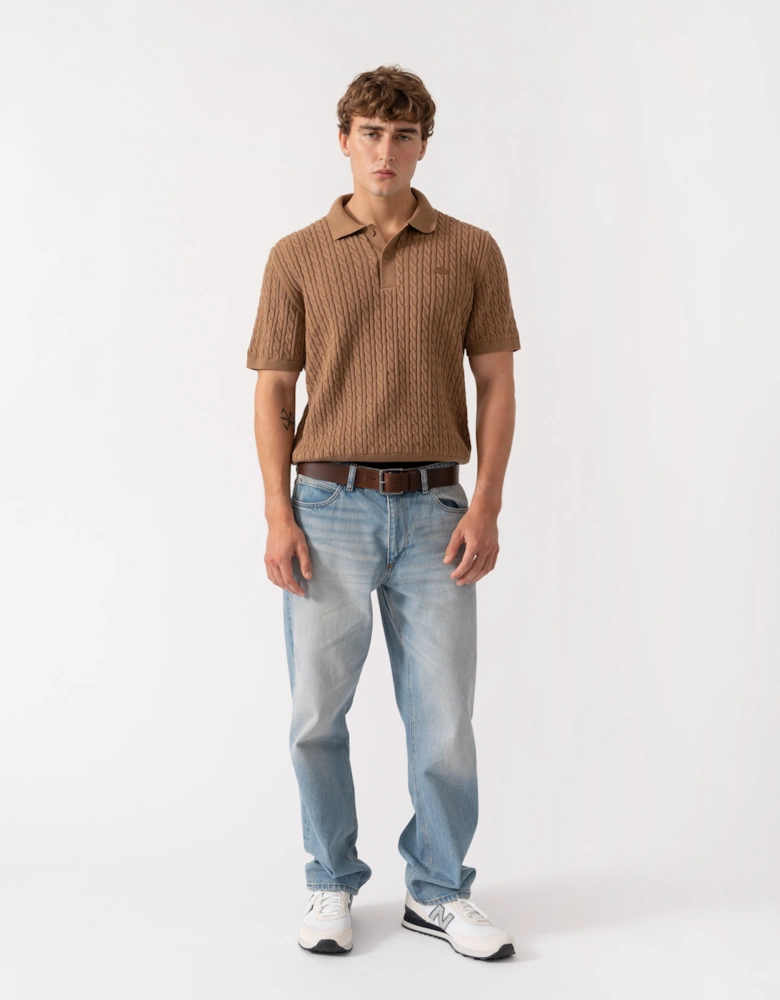 Lacoste Polo Mens Short Sleeve Sweatshirt - Cookie/Green UQW