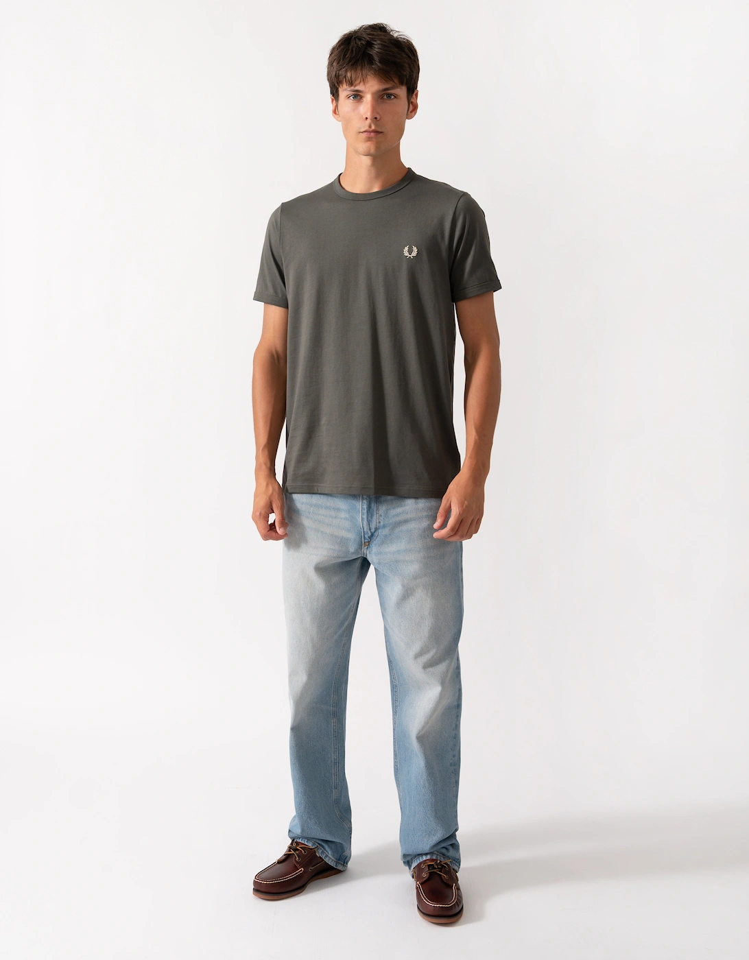 Fred Perry Mens Ringer T-Shirt - Field Green 148