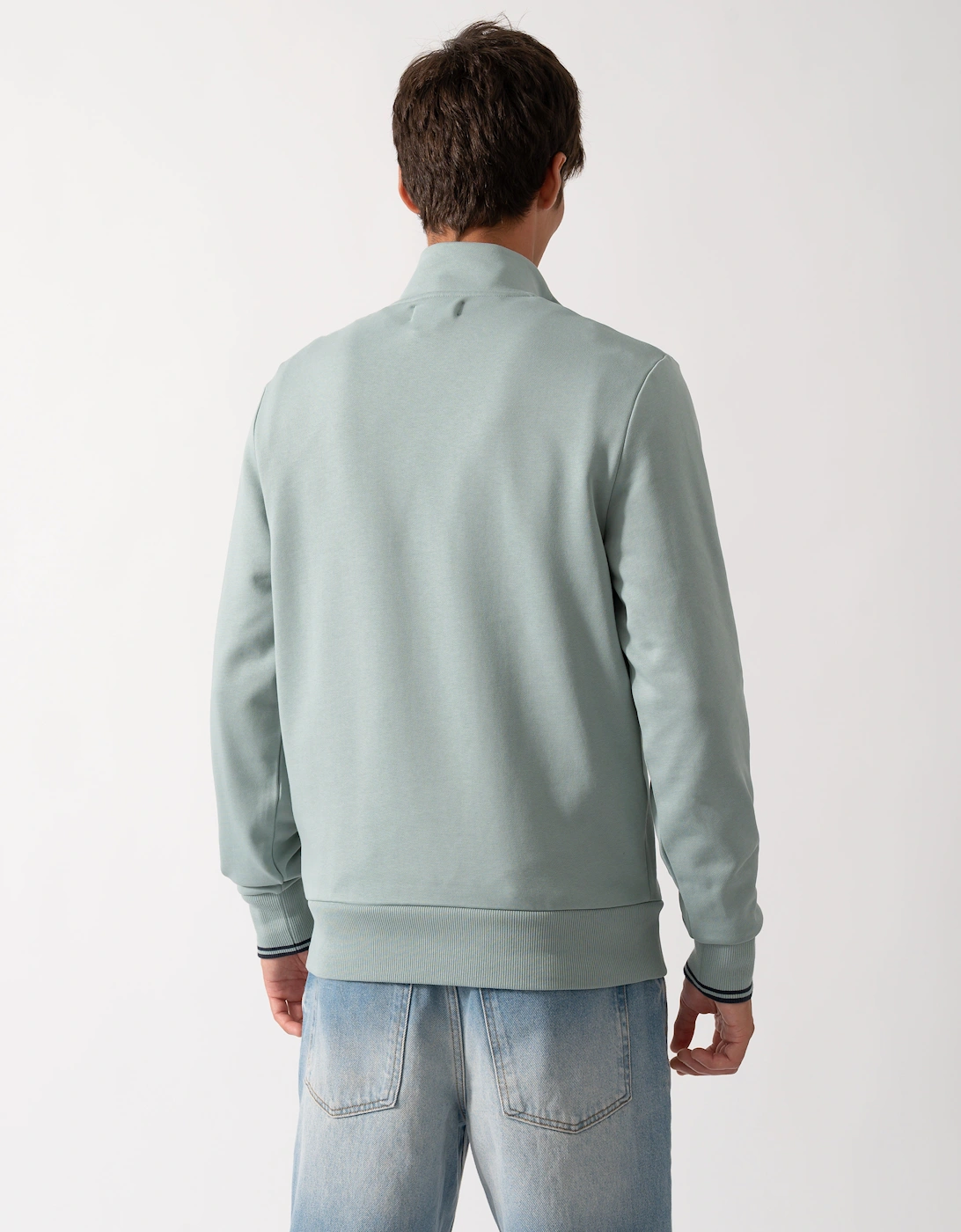 Fred Perry Mens Half Zip Sweatshirt - Silver Blue/Dark Airforce 71C