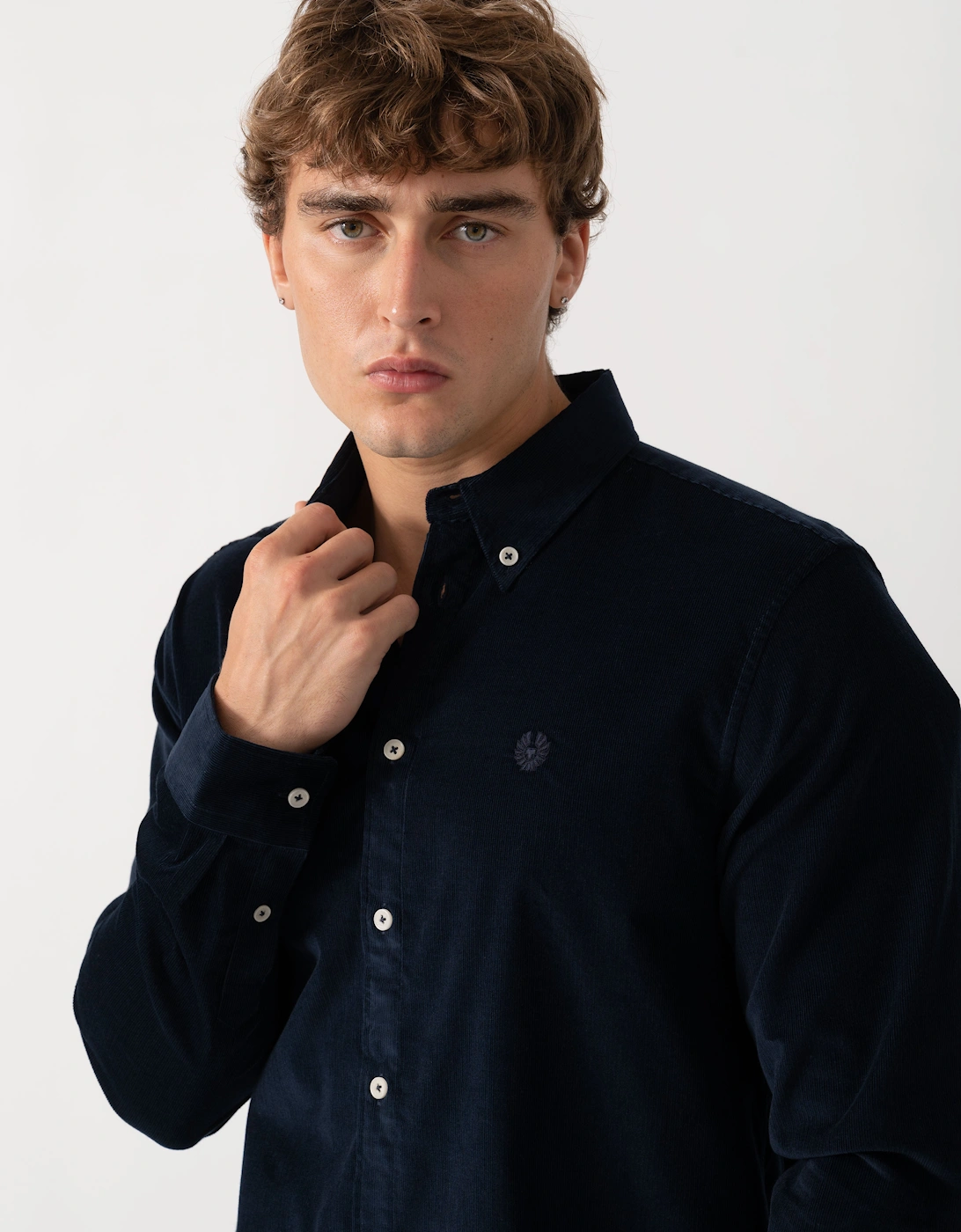 Belstaff Mens Cotton Corduroy Street Shirt - Dark Ink