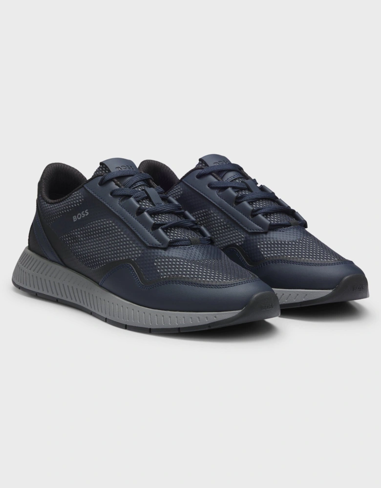 BOSS Orange Mens Reflective-nylon trainers with ridged sole - Open Blue 461