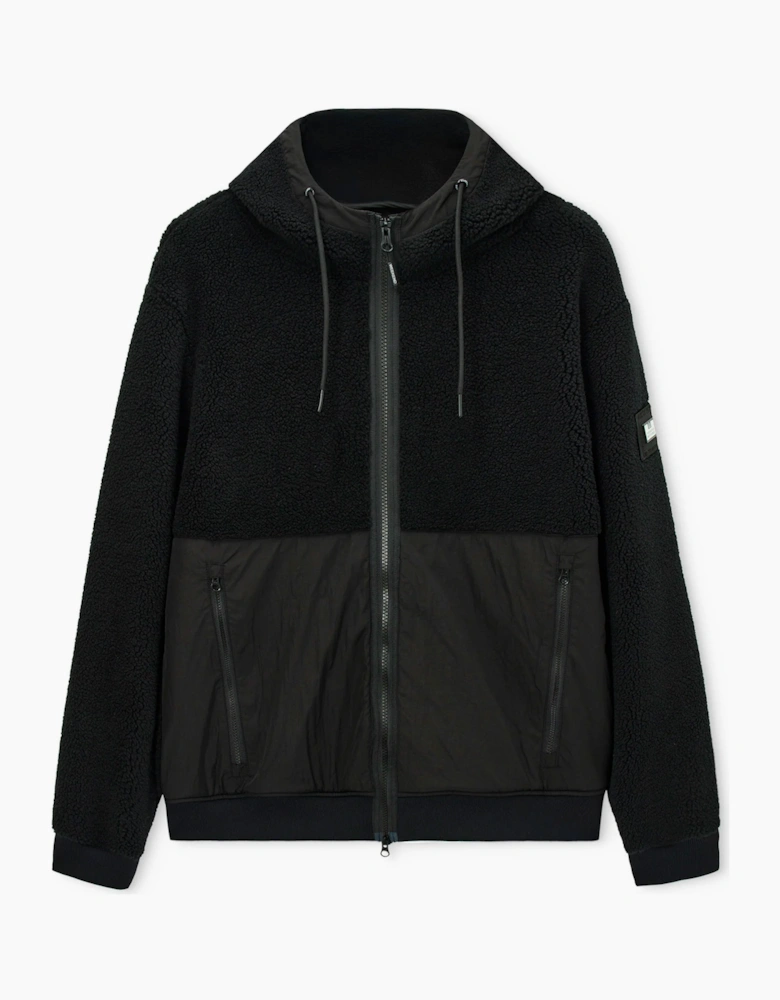 Weekend Offender Debden zip through fleece Hoodie BLACK