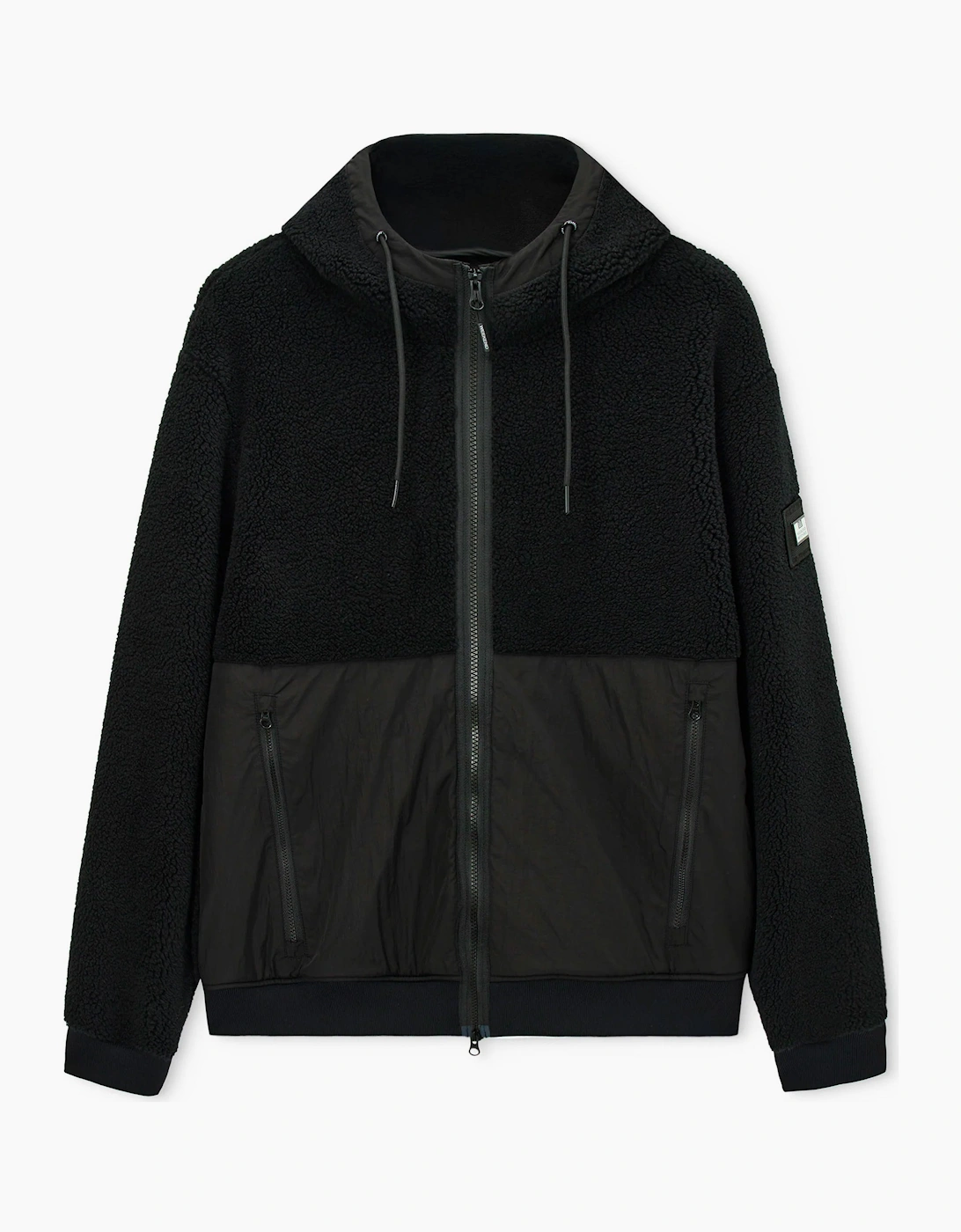 Weekend Offender Debden zip through fleece Hoodie BLACK
