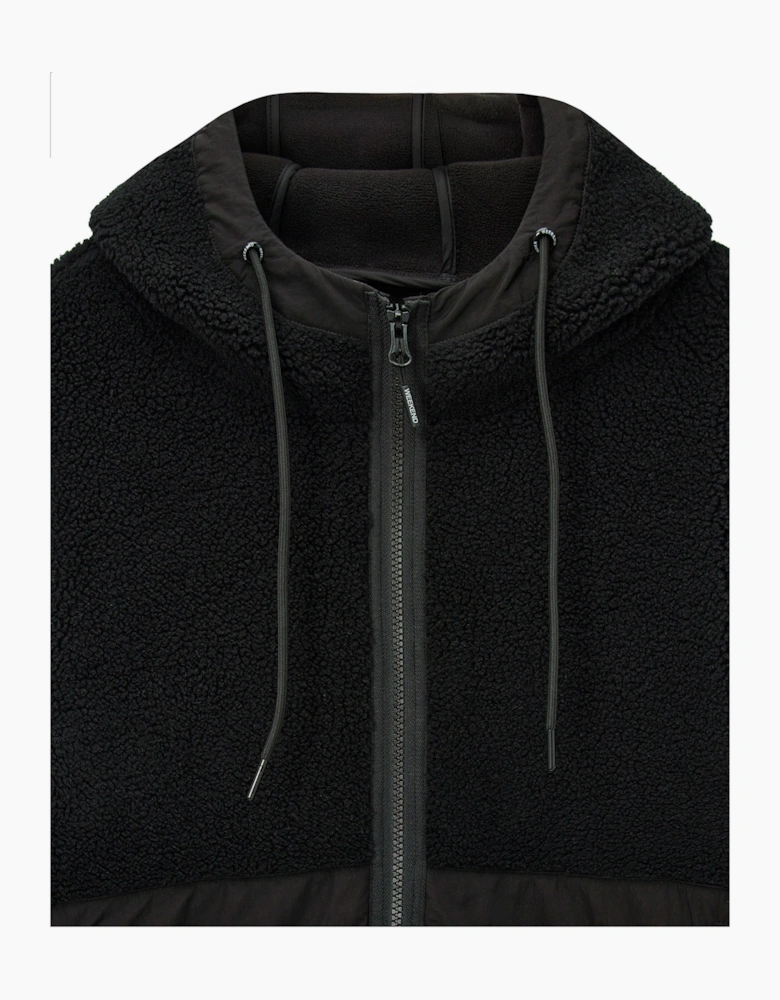Weekend Offender Debden zip through fleece Hoodie BLACK