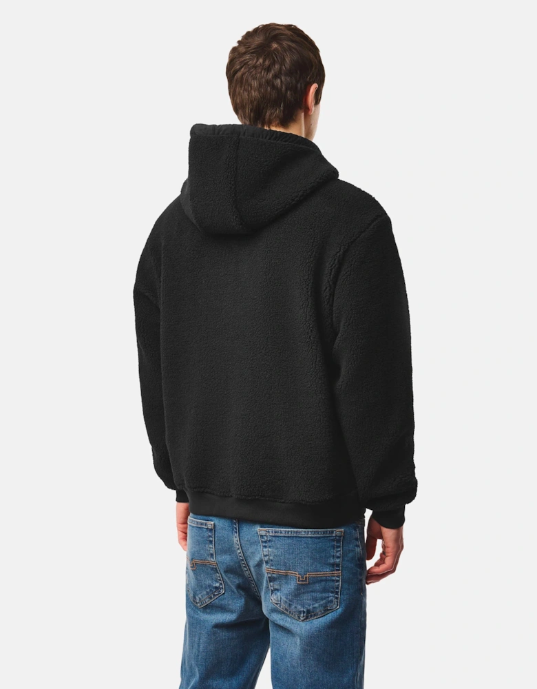 Weekend Offender Debden zip through fleece Hoodie BLACK