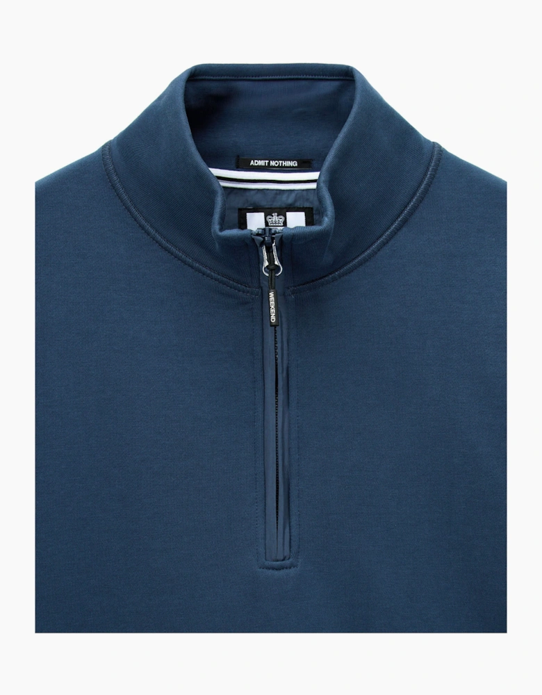 Weekend Offender Kraviz 1/4 Zip sweat top LAGOON BLUE