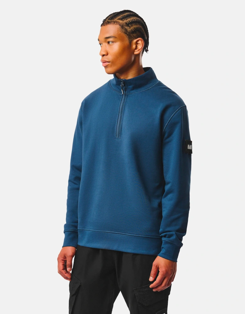 Weekend Offender Kraviz 1/4 Zip sweat top LAGOON BLUE
