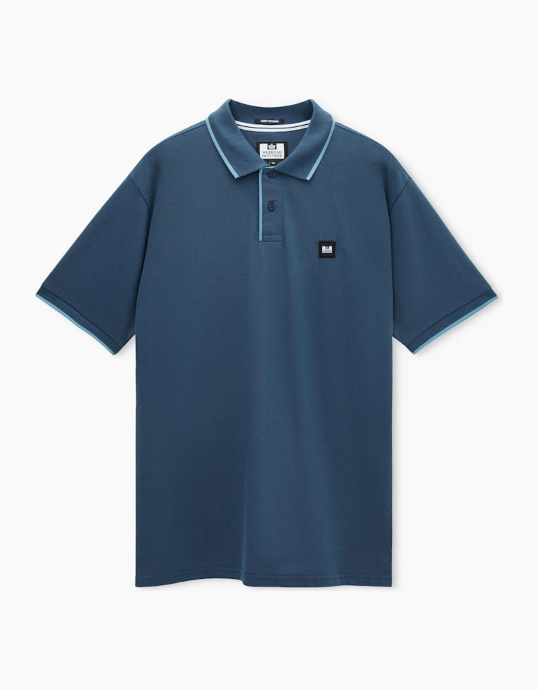 Weekend Offender Cadwell Tipped polo shirt LAGOON BLUE