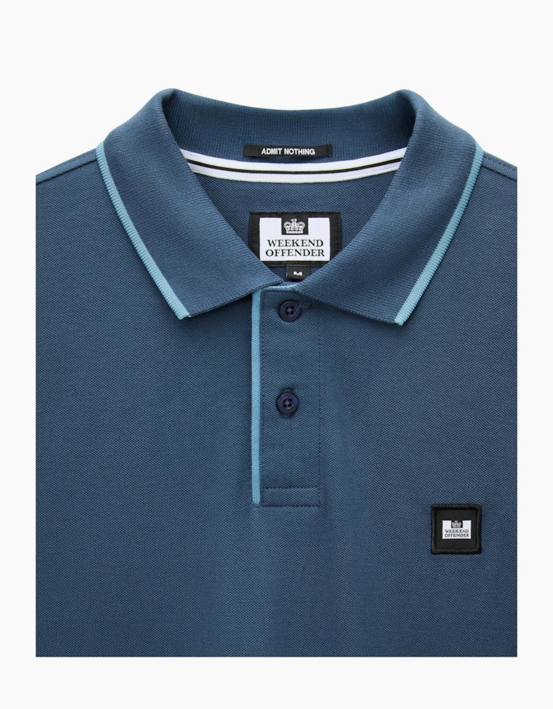 Weekend Offender Cadwell Tipped polo shirt LAGOON BLUE