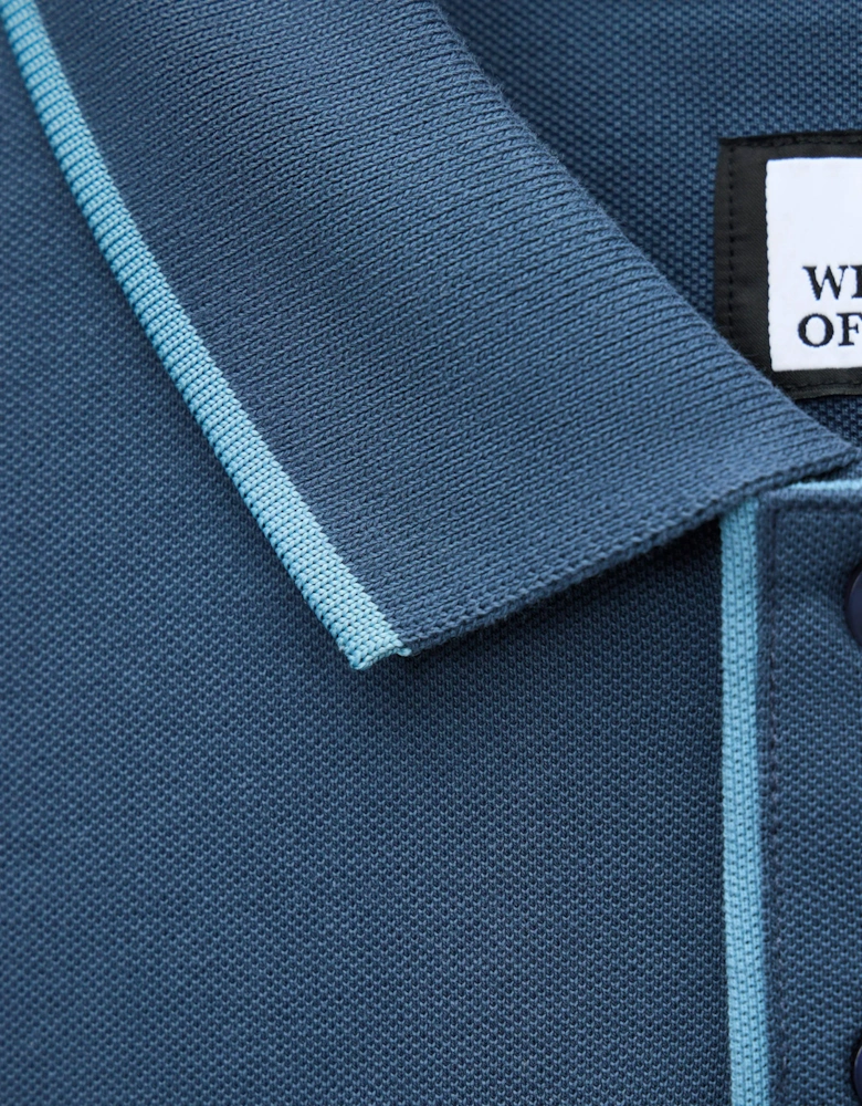 Weekend Offender Cadwell Tipped polo shirt LAGOON BLUE