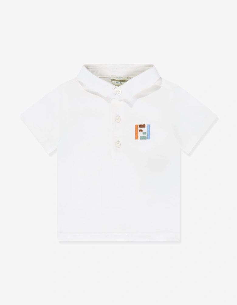 Fendi Baby Boys FF Logo Polo Shirt in White