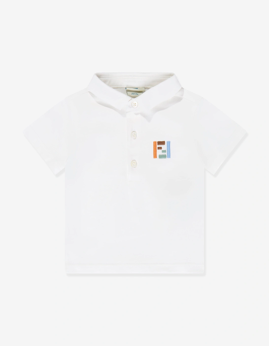 Fendi Boys Multi Baby  Baby Ff Logo Polo Shirt  White - Size 3-6 Months/6-9 Months Kids