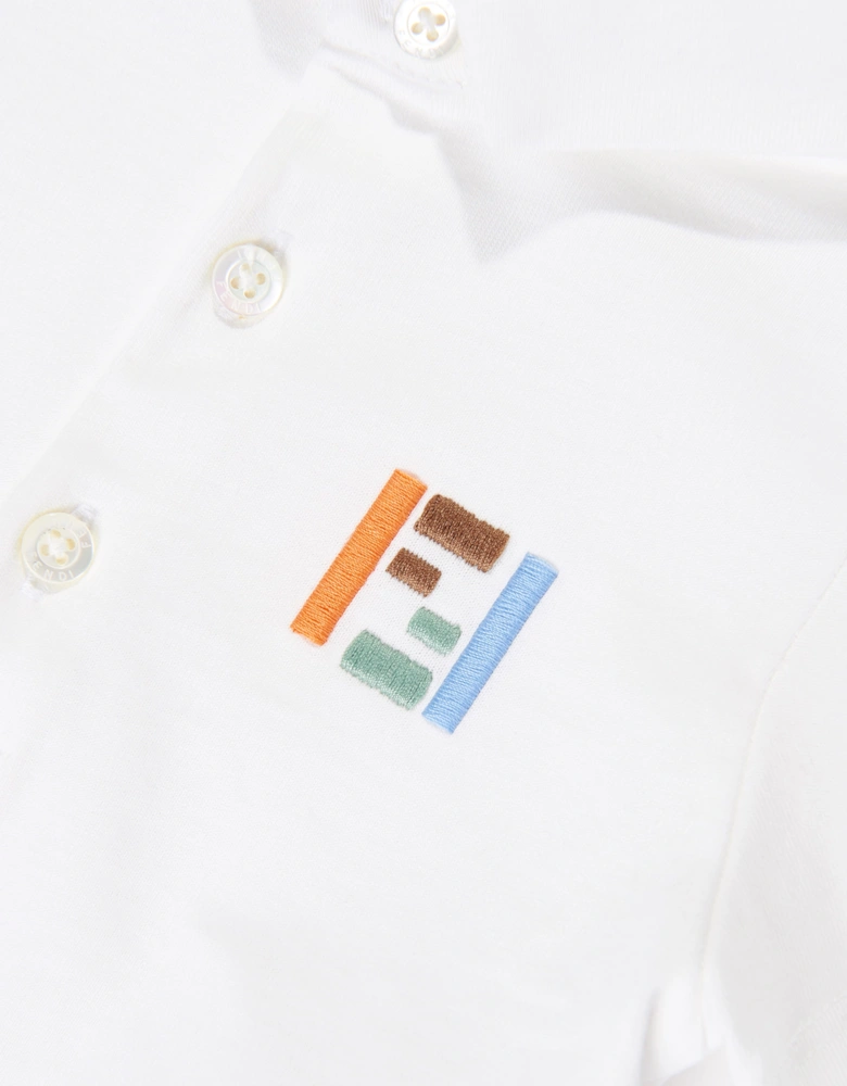 Fendi Baby Boys FF Logo Polo Shirt in White