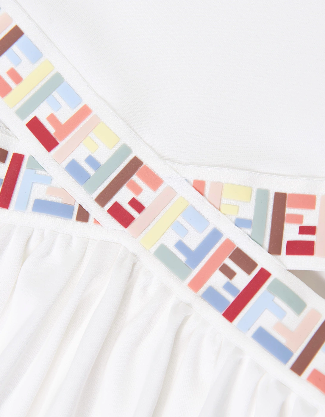 Fendi Girls Cut-Out Detail Dress in Ivory