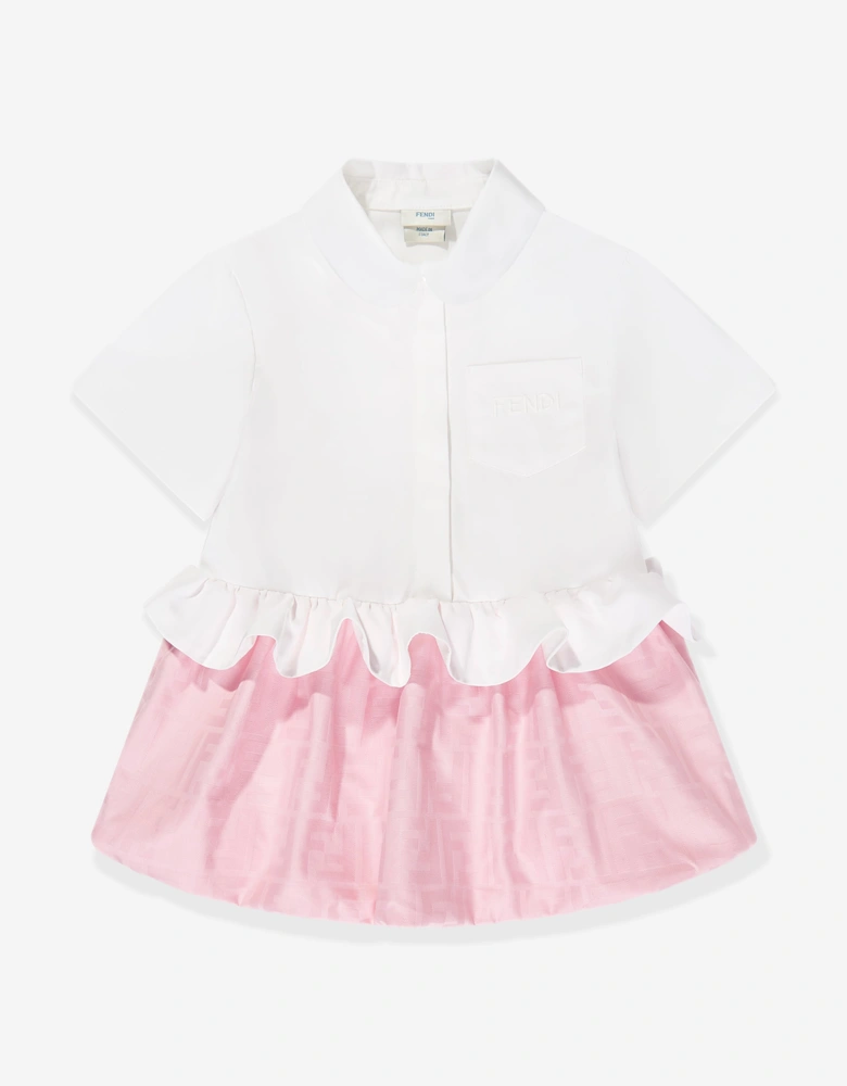 Fendi Baby Girls Cotton FF Jacquard Shirt Dress in Pink