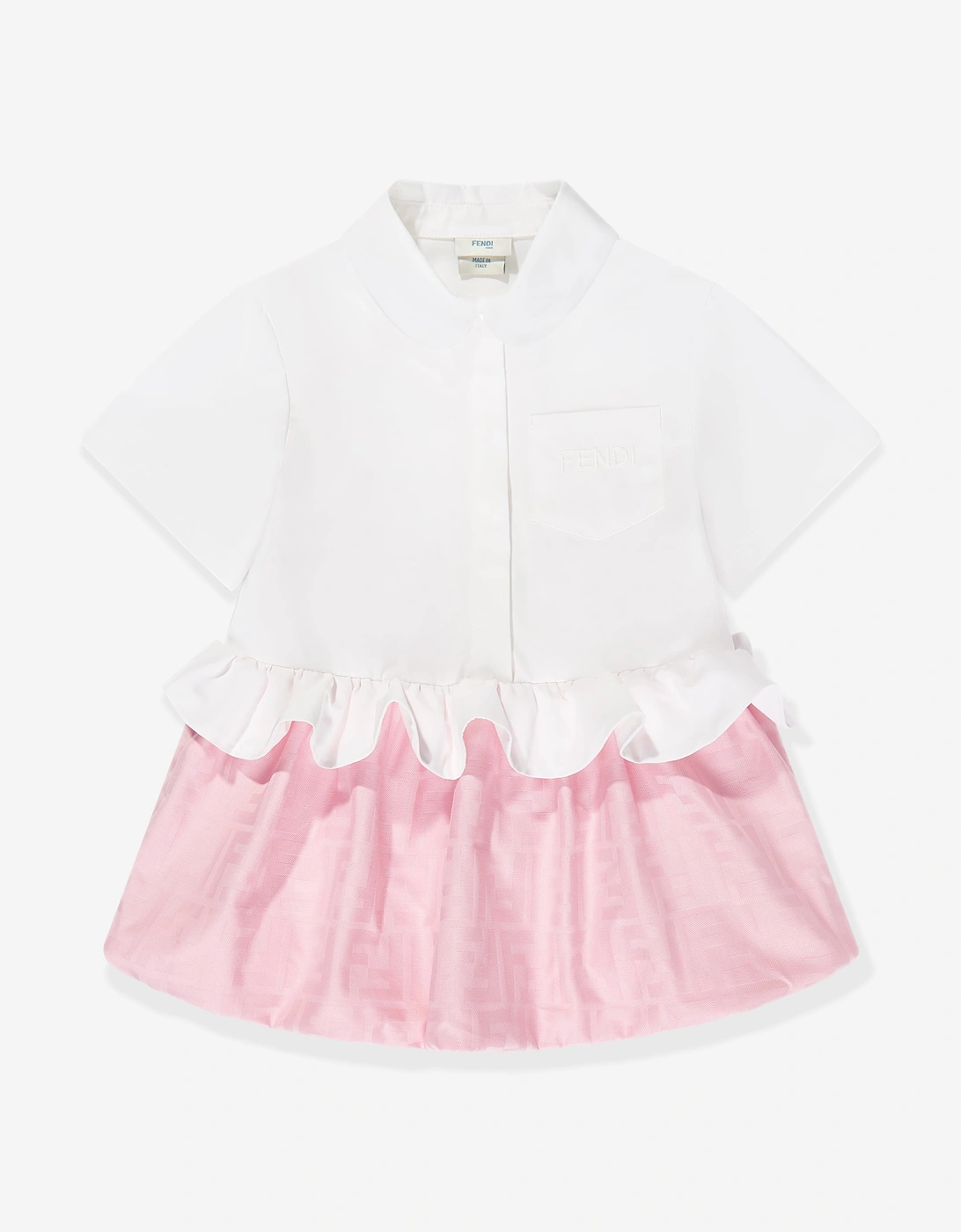 Fendi Baby Girls Cotton FF Jacquard Shirt Dress in Pink