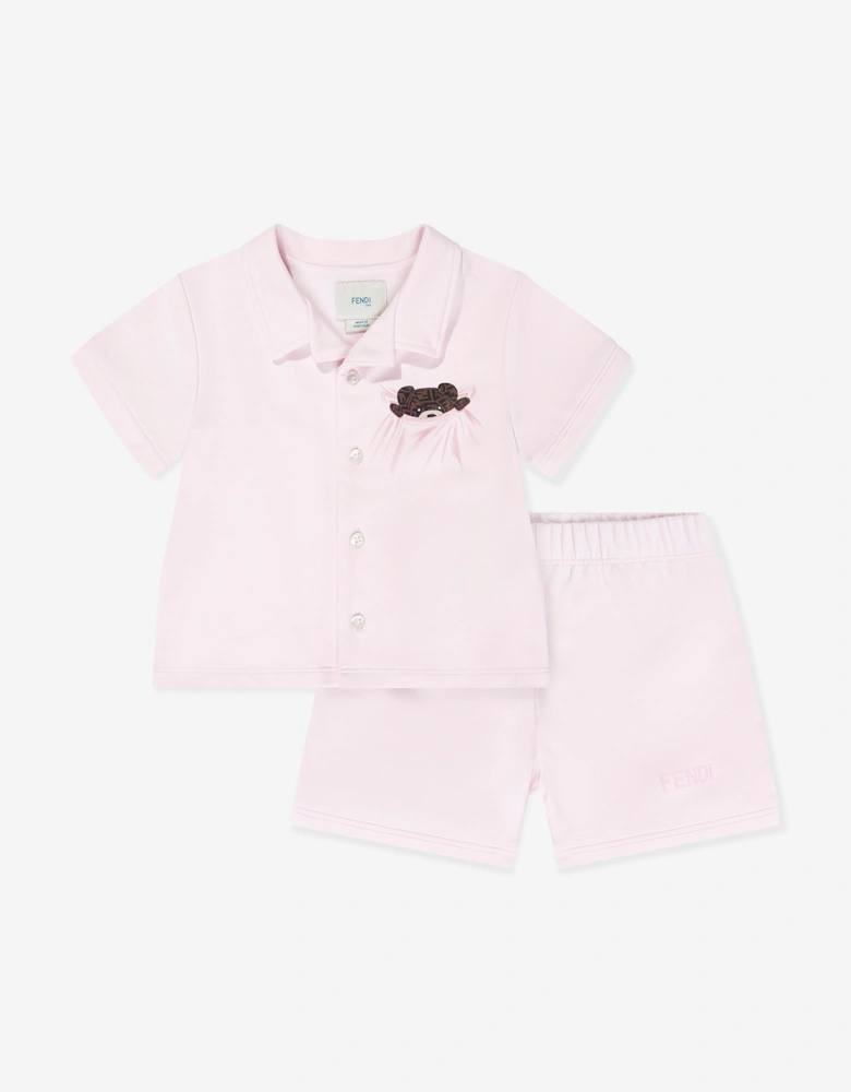 Fendi Baby Girls Bear Short Pyjamas Set in Pink