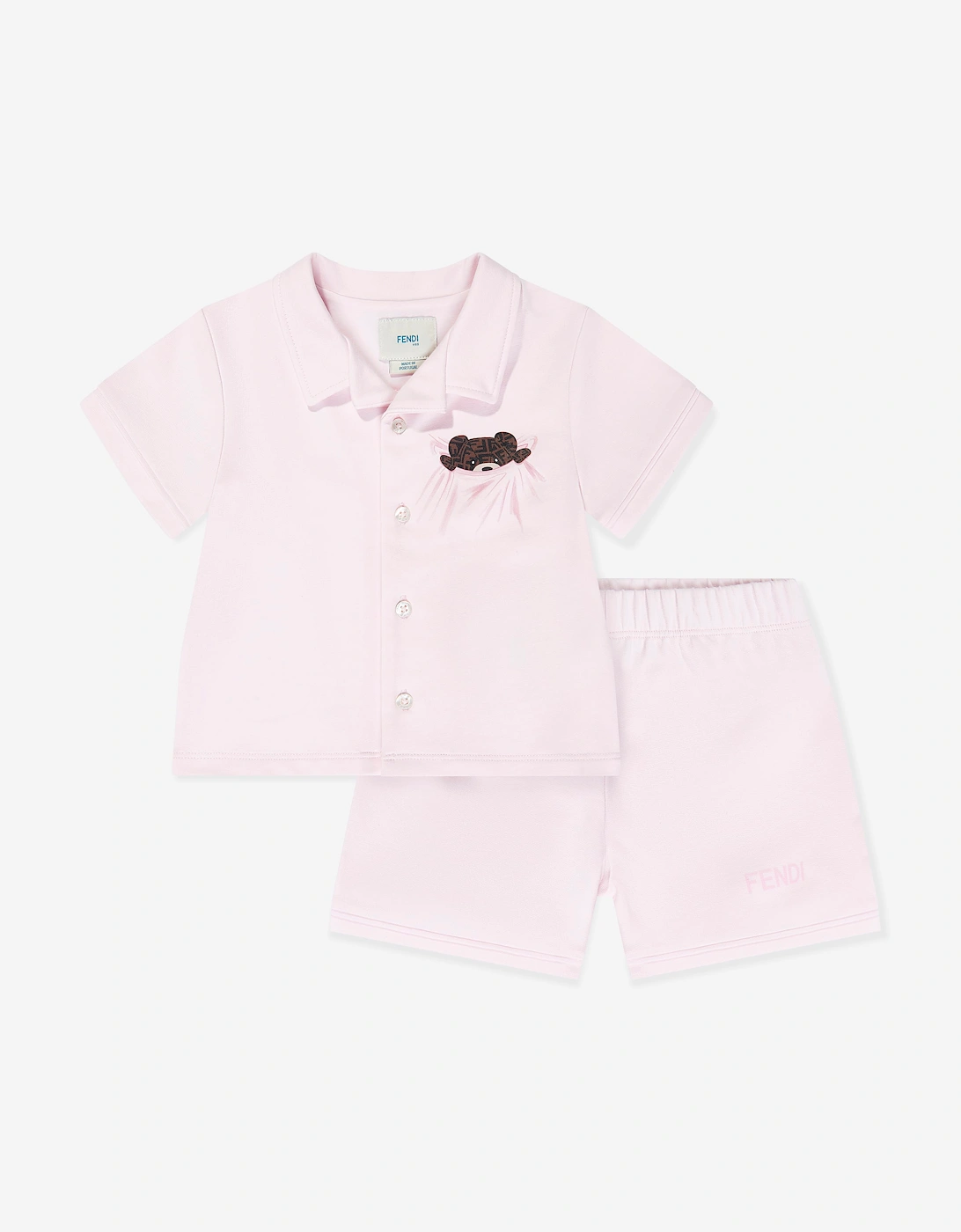 Fendi Baby Girls Bear Short Pyjamas Set in Pink
