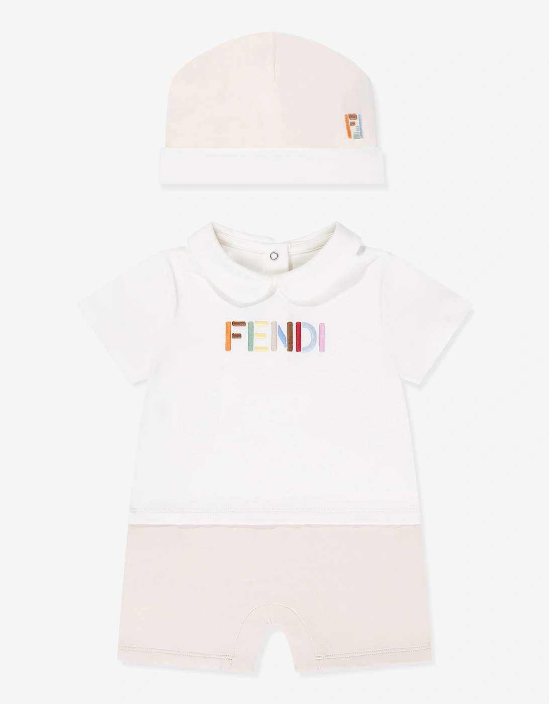 Fendi Baby Logo Romper Gift Set in Beige