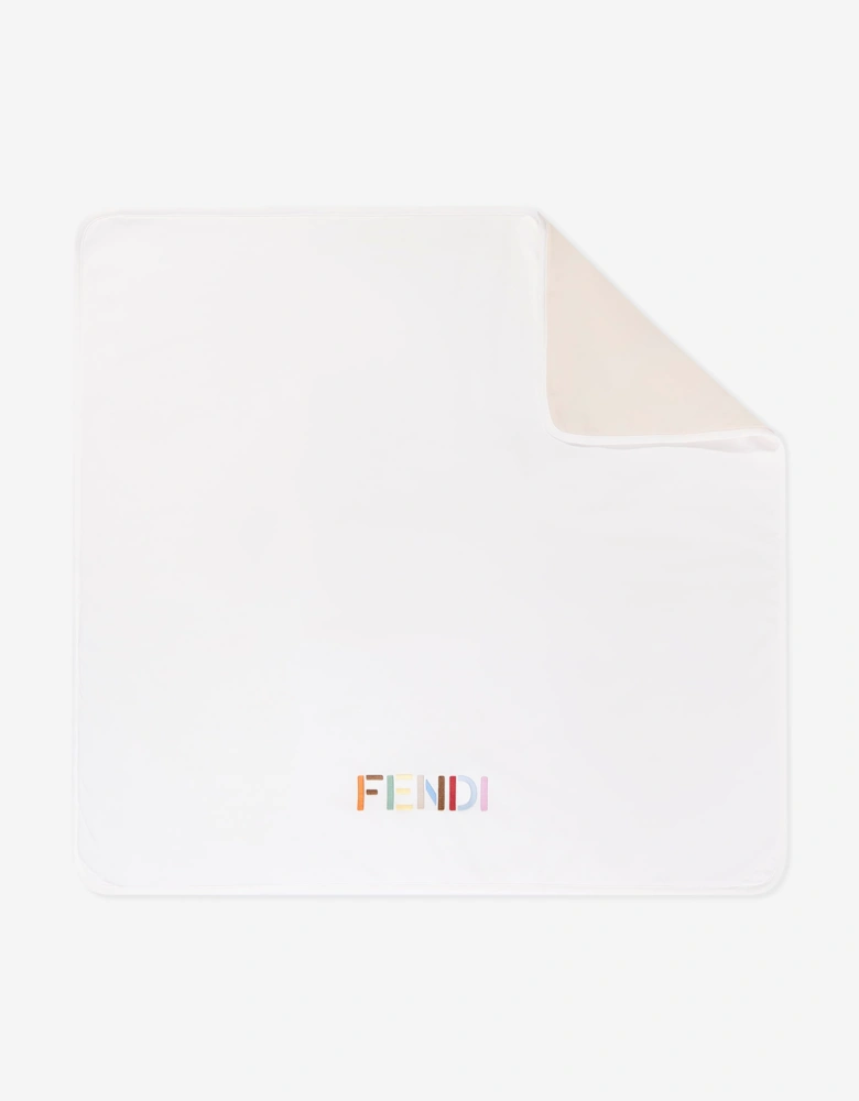 Fendi Baby Jersey Logo Blanket in Beige