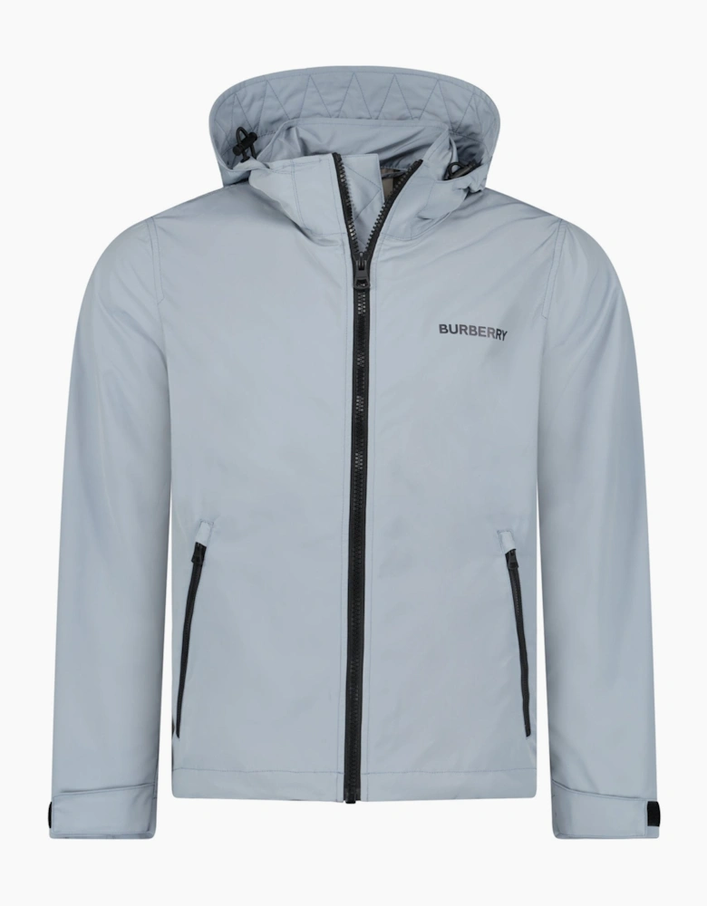 Burberry 'Hargrave' Zip-Up Logo Hooded Rain Jacket Gale Grey