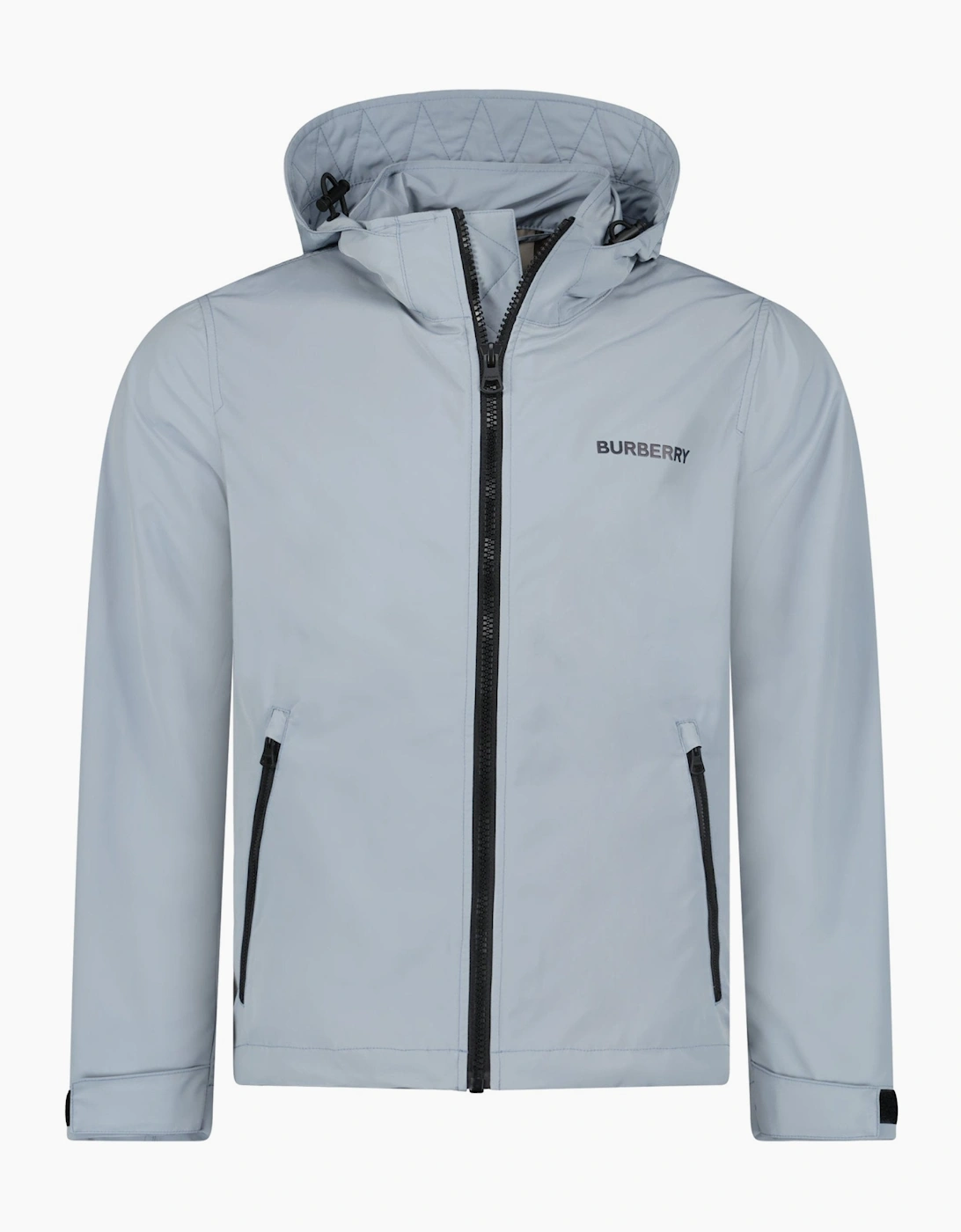Burberry 'Hargrave' Zip-Up Logo Hooded Rain Jacket Gale Grey