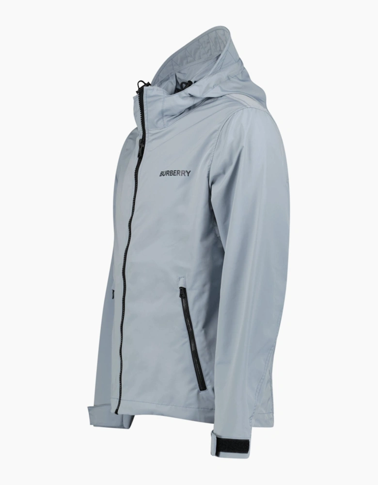 Burberry 'Hargrave' Zip-Up Logo Hooded Rain Jacket Gale Grey