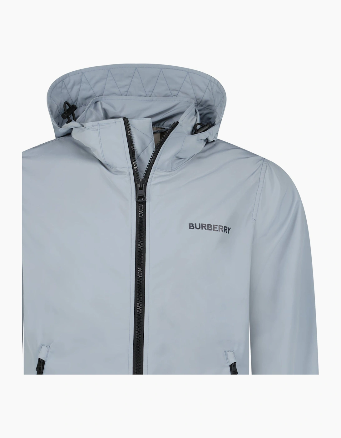 Burberry 'Hargrave' Zip-Up Logo Hooded Rain Jacket Gale Grey