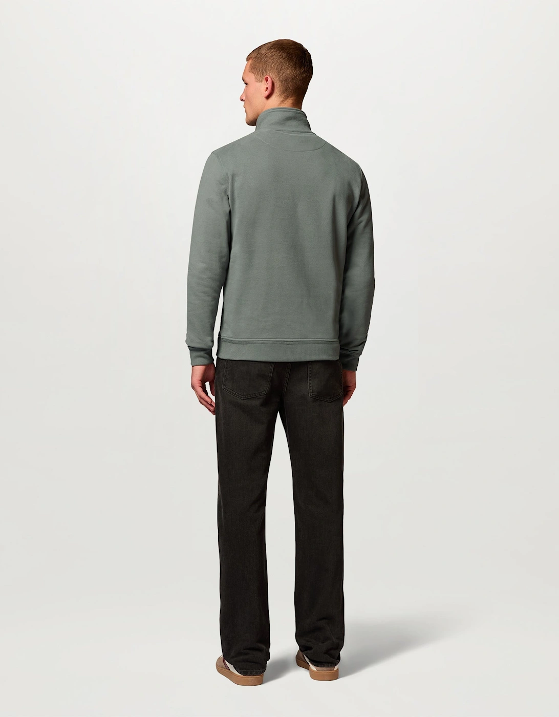 Belstaff Mens Logo Quarter Zip Sweatshirt - Atlantic Grey