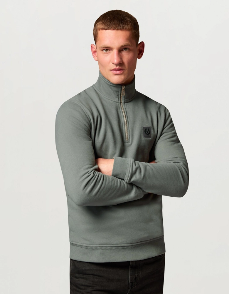 Belstaff Mens Logo Quarter Zip Sweatshirt - Atlantic Grey