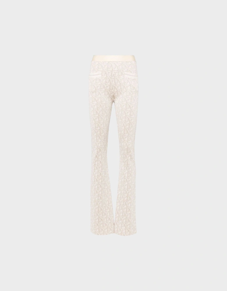 Monogram Jacquard Knitted Trousers Beige