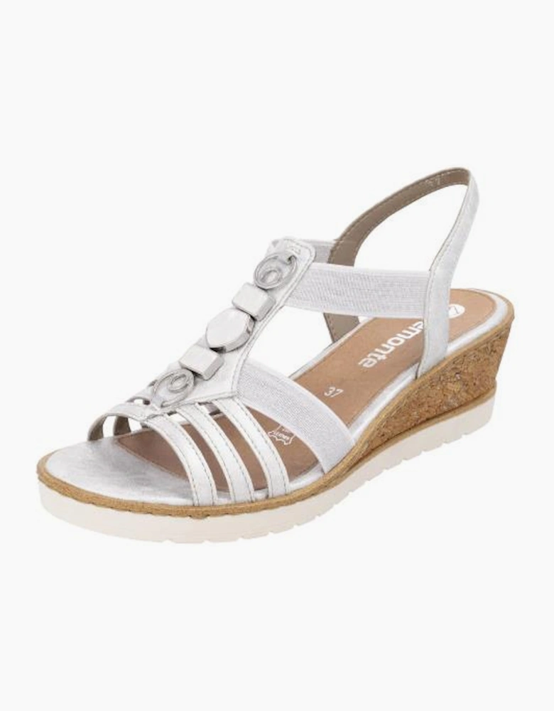 Remonte ladies sandals R6264-92 in silver/platinum