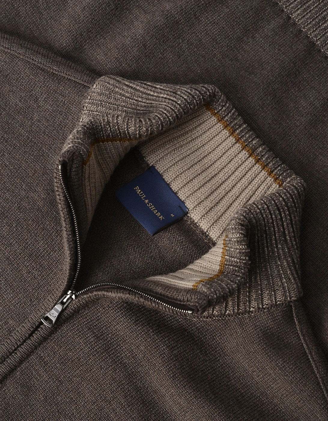 Moon Badge Soft Touch 1/4 Zip Sweater Brown
