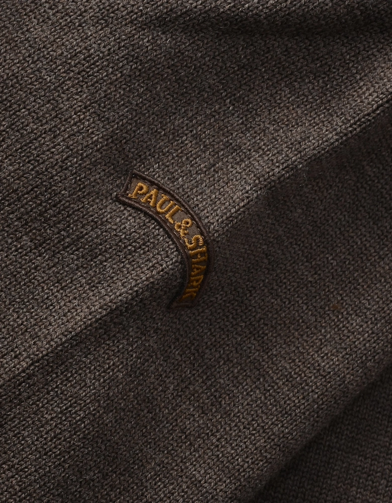 Moon Badge Soft Touch 1/4 Zip Sweater Brown