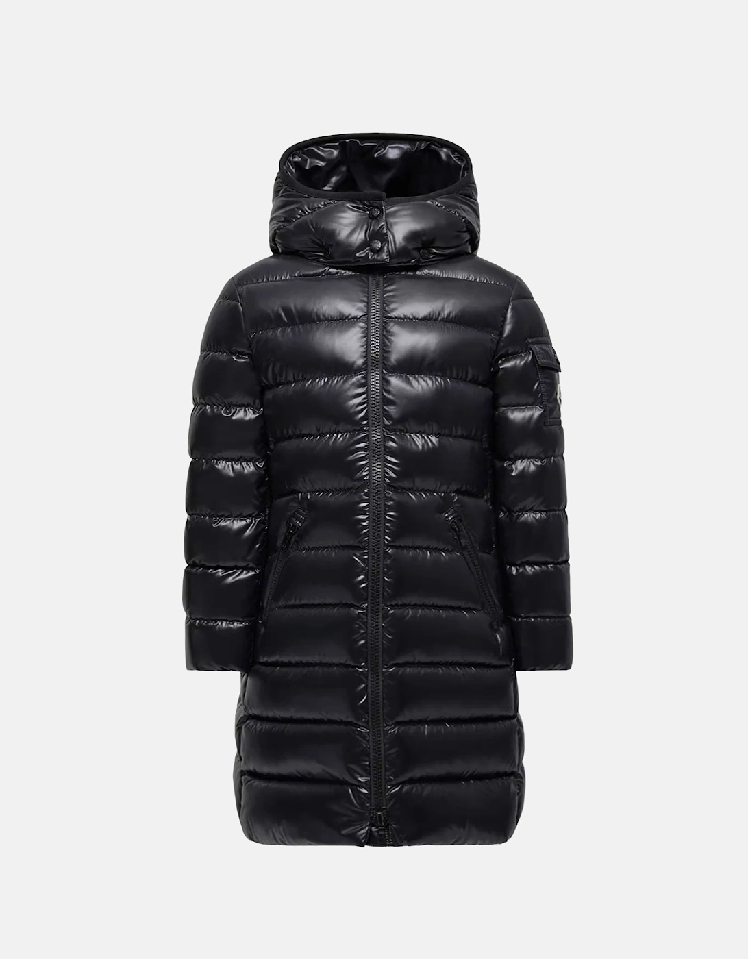 Moncler Unisex Black Moka Long Coat - Size 10Y Kids