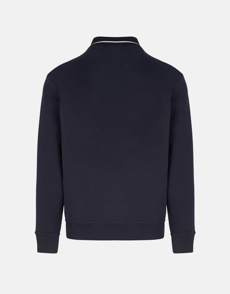 XSoft Cotton Knitted Collar Ls Polo Navy
