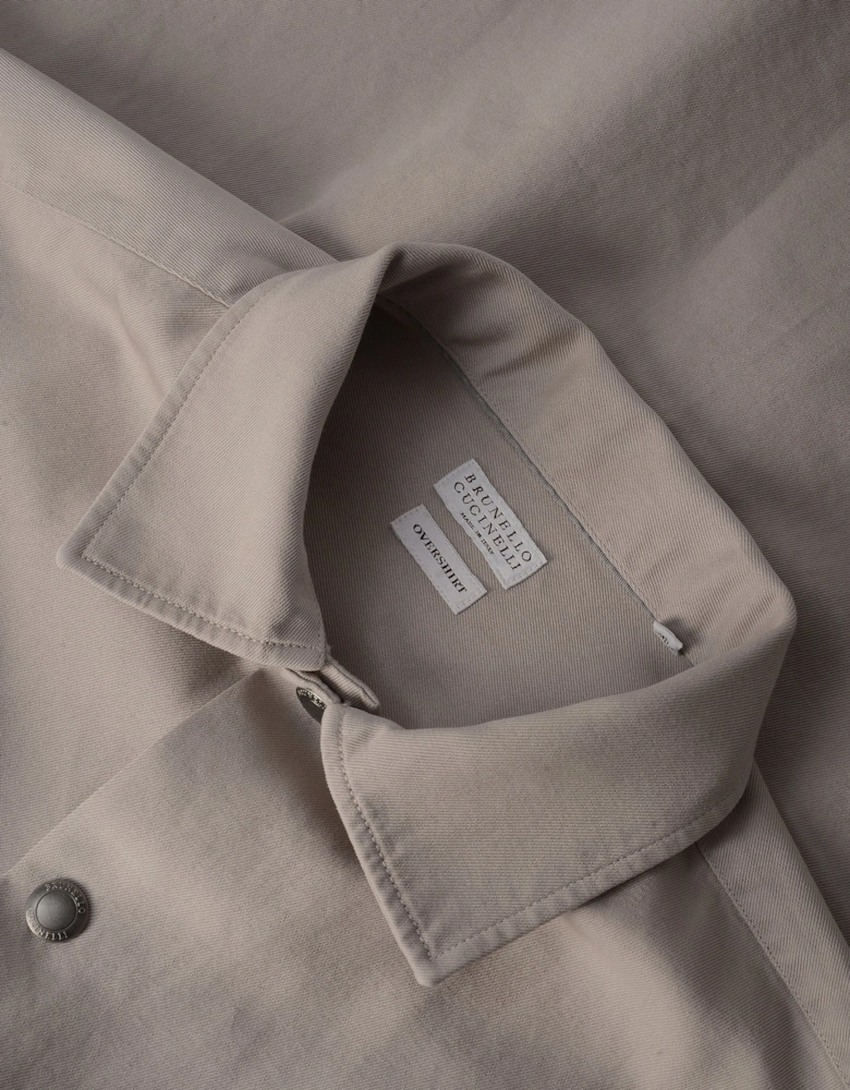 Cotton Snap Button Shirt Cream
