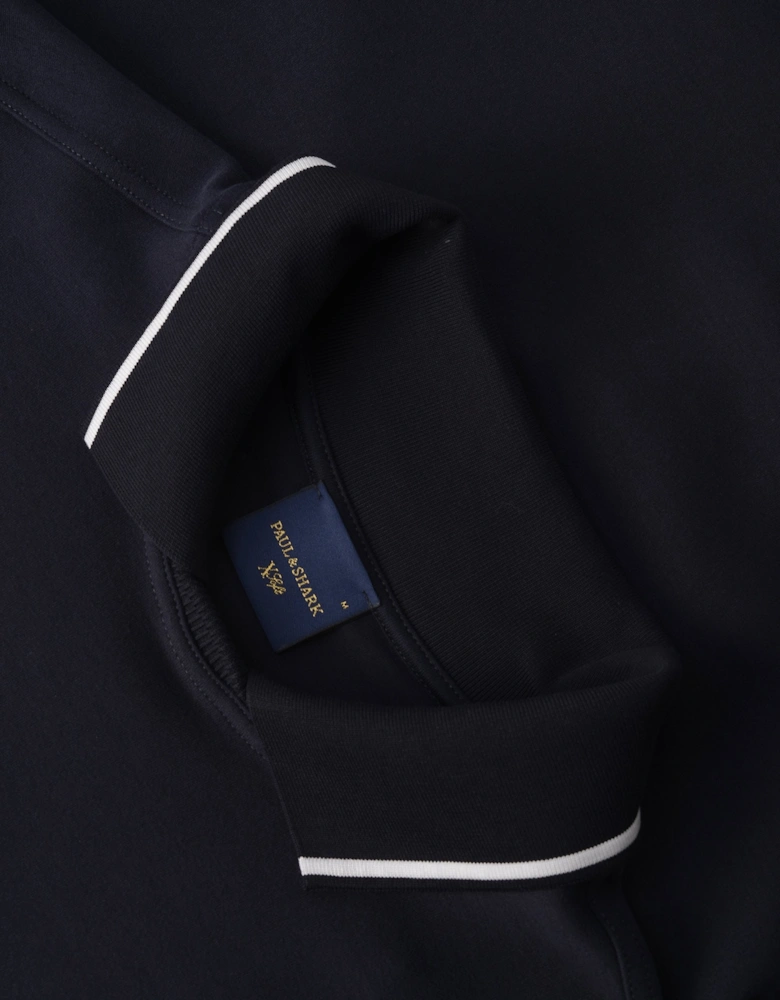 XSoft Cotton Knitted Collar Ls Polo Navy