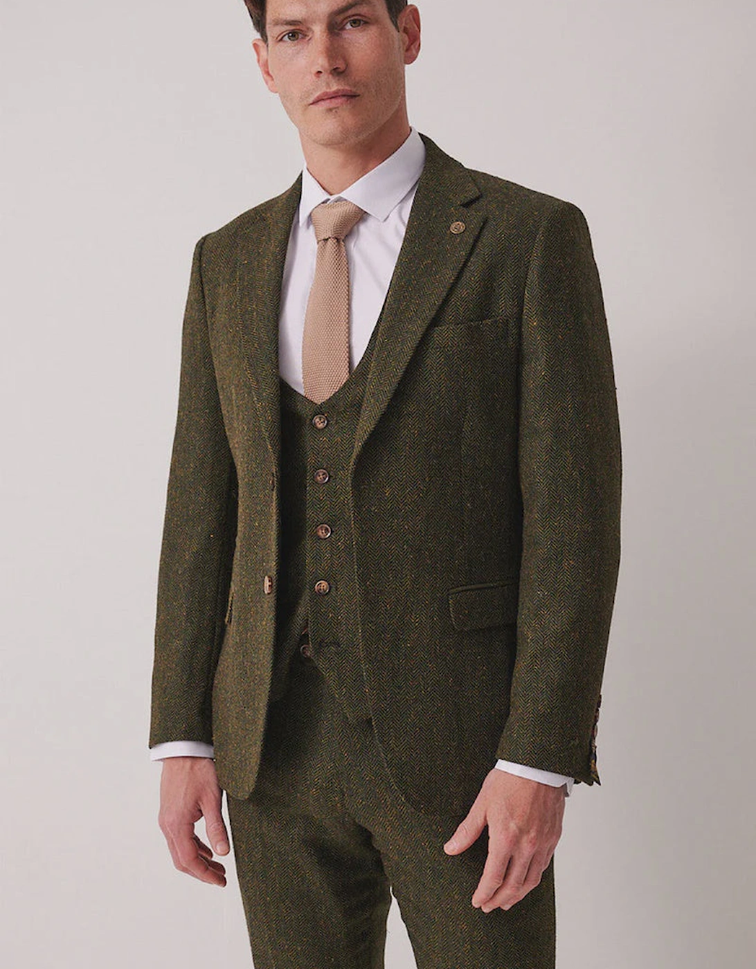 Marc Darcy Dean Tweed Blazer - Olive Green