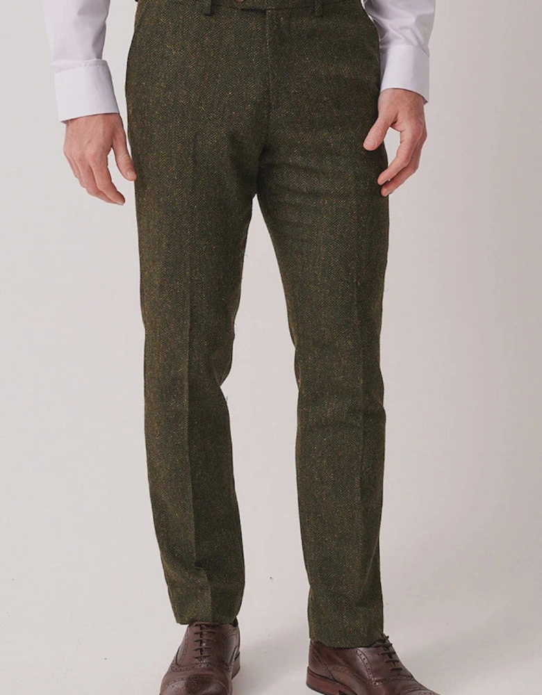 Marc Darcy Dean Tweed Trouser - Olive Green